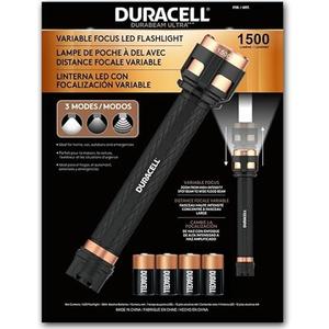 DURACELL Durabeam Ultra Variable Focus LED Flashlight 1500 Lumens with 3 Modes, Black