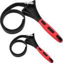 2 pcs Rubber Strap Wrench Set (6 inch+8 inch), Adjustable Wrench Oil Filter Pipe Jar Opener for Home Kitchen Plumbing Workshops Use, Water Filter Plumbing Sink Wrench Faucet Tool (COLOR:Red Black)