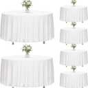 Fixwal 90 Inch [for 30-60'' Tables] White Round Tablecloth, 6 Pack Round Table Cloth Polyester Fabric Washable Table Covers for Wedding, Party, Banquet, Dining, Birthday Events