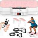 Vibration Plate Exercise Machine, 8000 Vibrations/min Adjustable Fitness Platform, 400 Lbs Capacity Whole Body Workout Extra Large Size Platform with Bluetooth for Weight Loss, Women & Men (Pink & White)