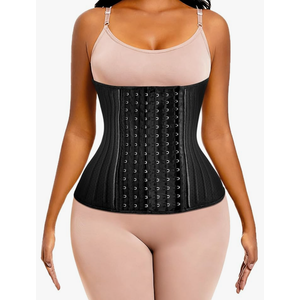 ECOWALSON Waist Trainer for Women - 9/25 Steel Bones & Additional Extender Cincher Corset for Hourglass body Shaper Black XL