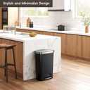 EKO Hana Select 13.2 Gallon / 50L Step Trash Can, Large Plastic Kitchen Trash Can with Stainless Steel Lid, Soft-Close & Stay-Open, Deodorizer Compartment, Wide Steel Pedal Garbage Can for Home, Black