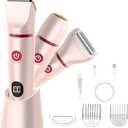 Bikini Trimmer for Women, Electric Razor for Pubic Hair 3-in-1, Bikini Shaver for Legs Body Hair, Womens Electric Razor IPX6 Waterproof, Gifts for Women, Pink