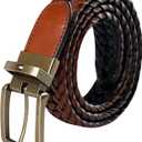 Tommy Hilfiger Men's Fully Adjustable Two-in-One Reversible Braided Belt (Medium (34-46), Cognac/Black)