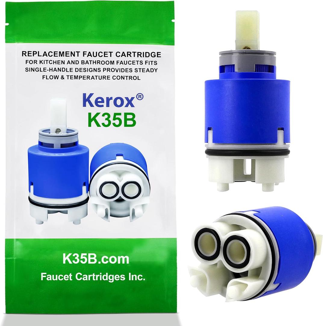 Kerox K35B 35 mm Faucet Cartridge Replacement - Single Lever OEM Faucet Part, Fits American Standard 7038, La Torre & Delta Faucets