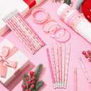 3 x Sabary 48 Pcs Christmas Pencils Silicone Bracelets Set Christmas Party Favors Candy Cane Plaid Snowman Santa Tree Snowflake Pencils Xmas Wristbands Gifts(Pink,7.48 Inch Pencil)