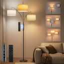 36W LED Arc Floor Lamp with 3 Fabric Shades, 3000LM Super Bright Standing Lamp with Remote Control & Touch, Stepless Dimming, Individual Light Control for Living Room, Bedroom
