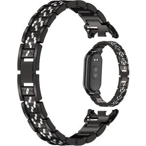 MOTONG Compatible with Xiaomi Band 9 Replacement Band - Stainless Steel Wrist Watch Band Strap - Black, Medium, Modern, Sports, Easy to Install