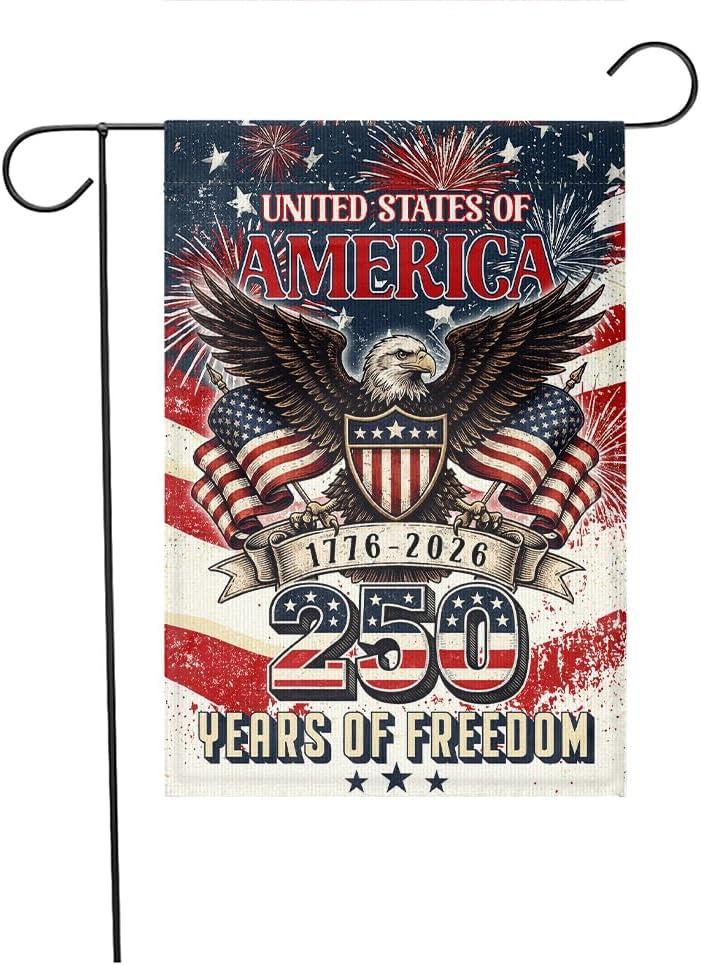 13 x USA 250 Years Garden Flag 17762026 Patriotic American Eagle Yard Flag, Independence Day Outdoor Decor, 4th of July Lawn Flag, USA Freedom Celebration Banner