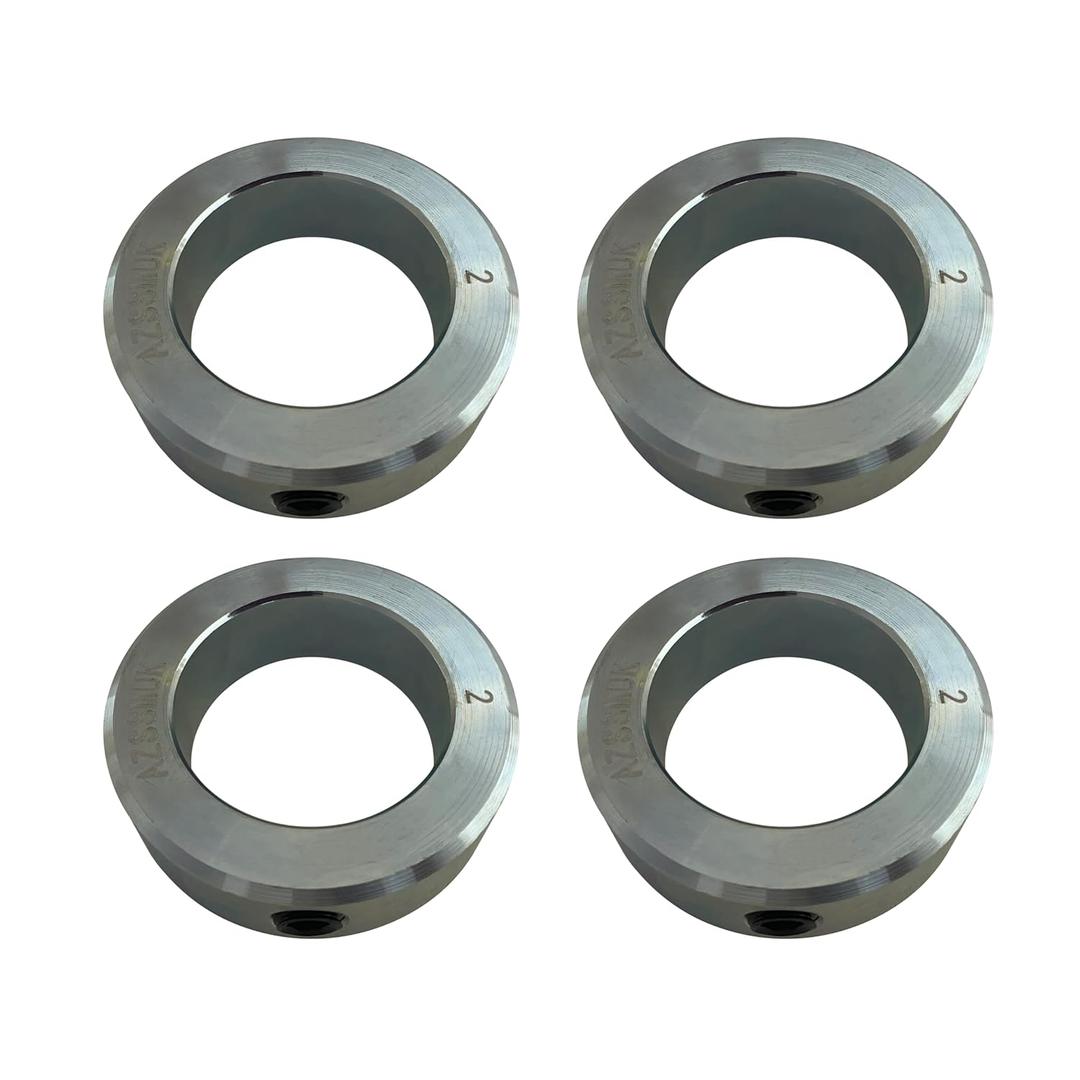 AZSSMUK Shaft Collars 2" Bore Solid Steel Style Zinc Plated Set Screw 4 Pieces