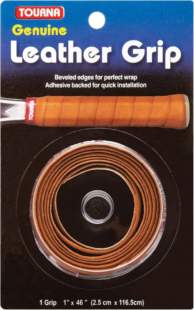 Tourna Leather Grip (1 inch wide x 46 inches long, Tan)