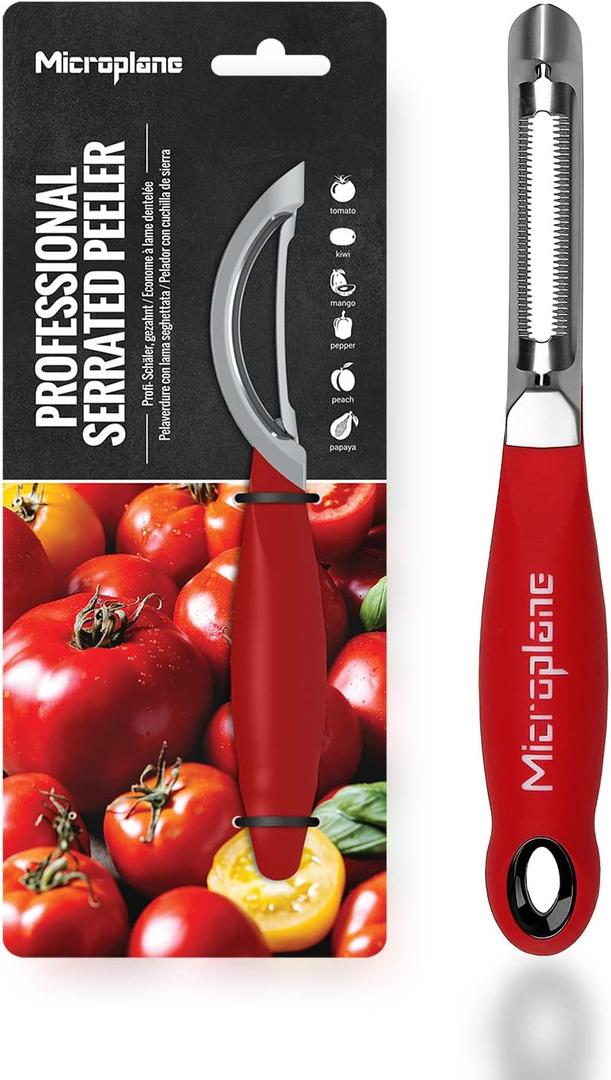 Microplane Professional Serrated Swivel Peeler for Tomato and Kiwi, for Right and Left Hand Use