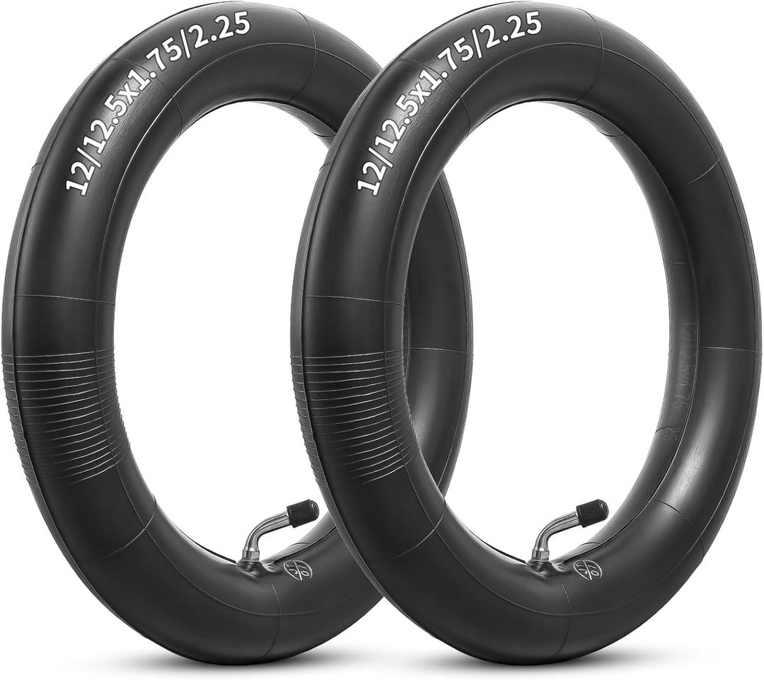 Heavy Duty 12/12.5x1.75x2.25 Thick 40% Butyl Inner Tube, 12 1/2 x 2 1/4 Inner Tube with CR202 Angled Valve Stem Compatible with Most 12x1.75/2.125 12x2.25 12.5X1.75/2.25 Bike/Scooter Tire Tube 2Pcs