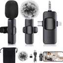 3 in 1 Professional Wireless Microphone for iPhone,Android,Camera,Lapel Mic with Noise Reduction,Mini Microphone Crystal Clear Sound Quality for Recording,Live Streaming,Tiktok,YouTube,Vlog