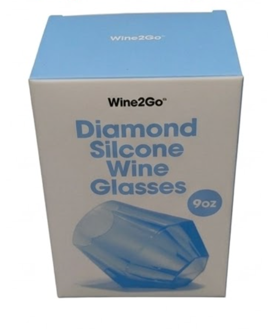 Wine2Go Diamond Silicone Wine Glasses 9oz