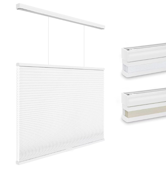 Changshade Top Down Bottom Up Light Filtering Cellular Shades, Cordless Honeycomb Blinds for Windows, for Soft Glow & Daytime Privacy, Thermal Insulated,30" W*72" H,Light Filtering-White
