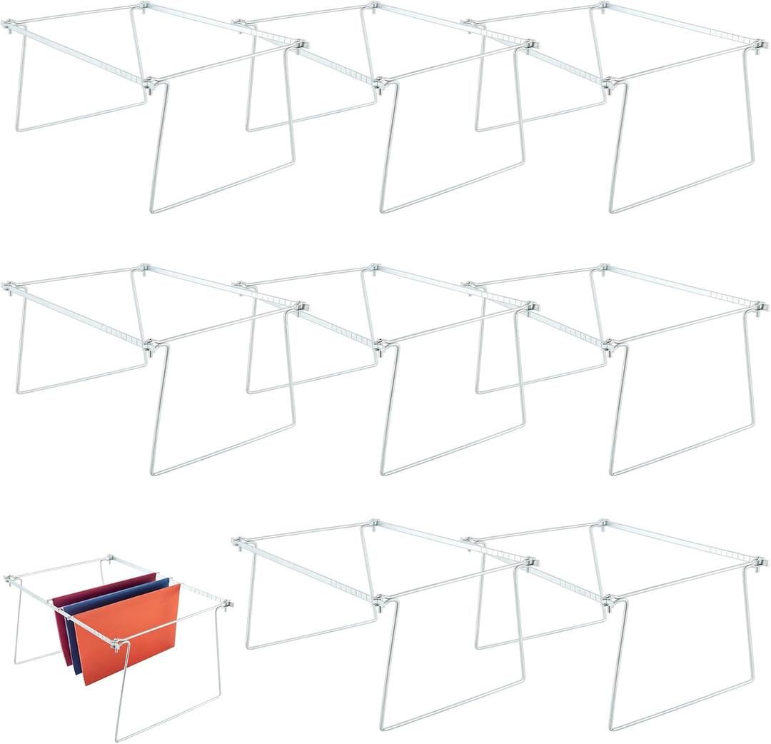 8 Pack Hanging File Frame Heavy Duty Steel Hanging File Folder Frame Letter Size Files Cabinet Rails Files Drawer Organizer for Desk Cabinet Shelves Without Folder Adjustable(24 to 27 Inch)