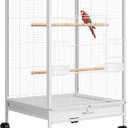 VIVOHOME 30 Inch Height Wrought Iron Bird Cage with Rolling Stand for Conures Lovebirds Cockatiels Finches, White