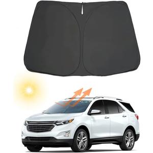 Auto Windshield Sun Shade Custom Fit for Chevrolet/Chevy Equinox 2018-2023 Foldable Car Front Window Sunshade Accessories Sun Visor Protector Reflective Cover Block UV Rays & Sun Heat(Black)