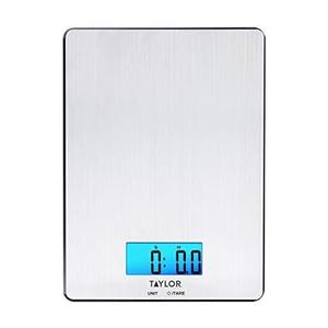Taylor 11lb Stainless Steel Digital Kitchen Scale, Ultra-Thin, Silver