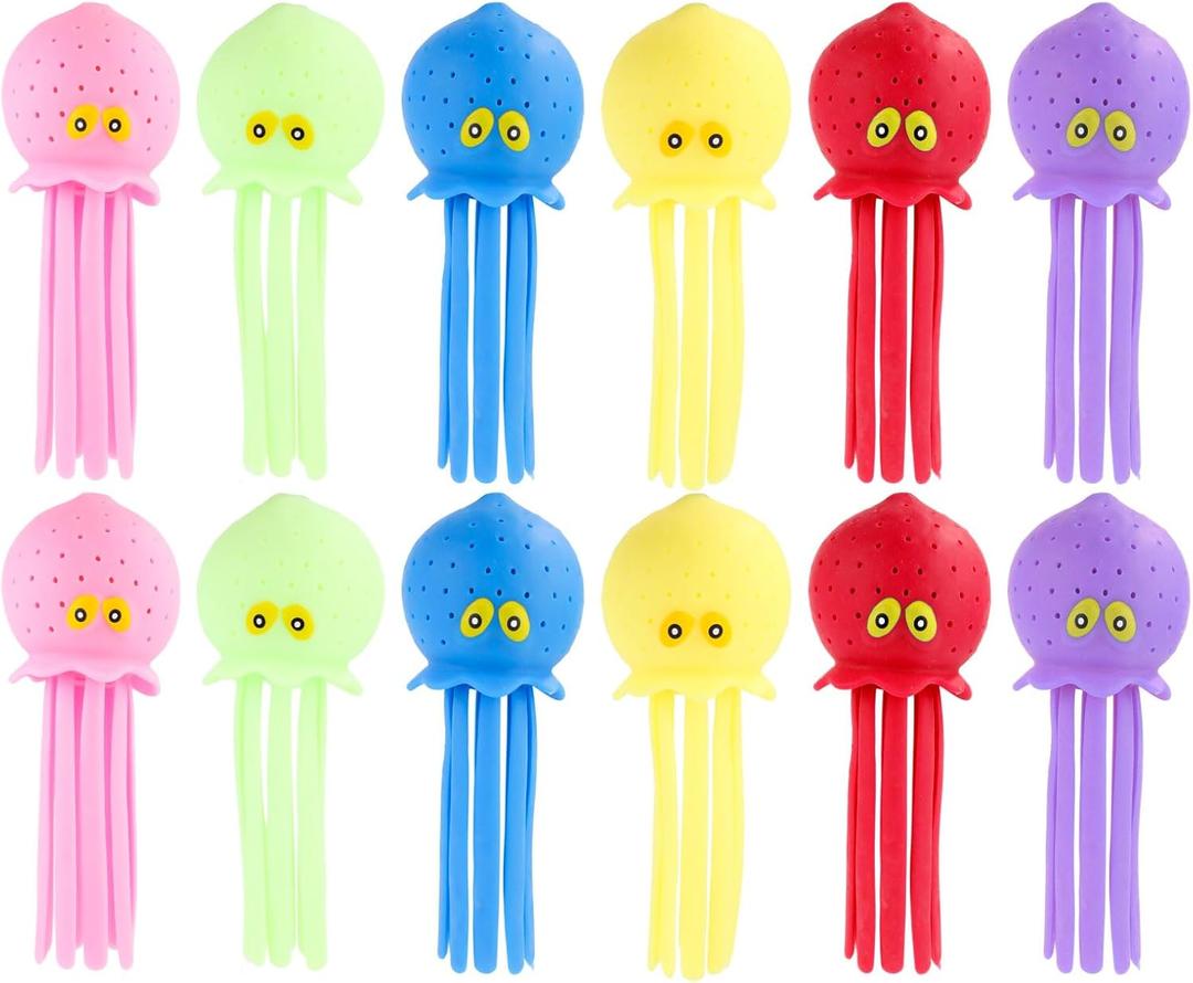 12pcs Octopus Water Balls, Multi-Color Sensory Bath Toys Cute Water Splash Balls Floating Pool Toys for Boys and Girls