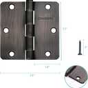 6 Pack Door Hinges, 3.5 x 3.5 Inch Oil Rubbed Bronze Hinges for Wood 1/4'' Radius Corners Interior Hinges, 3 1/2 Inch Door Hinges for Residential Doors
