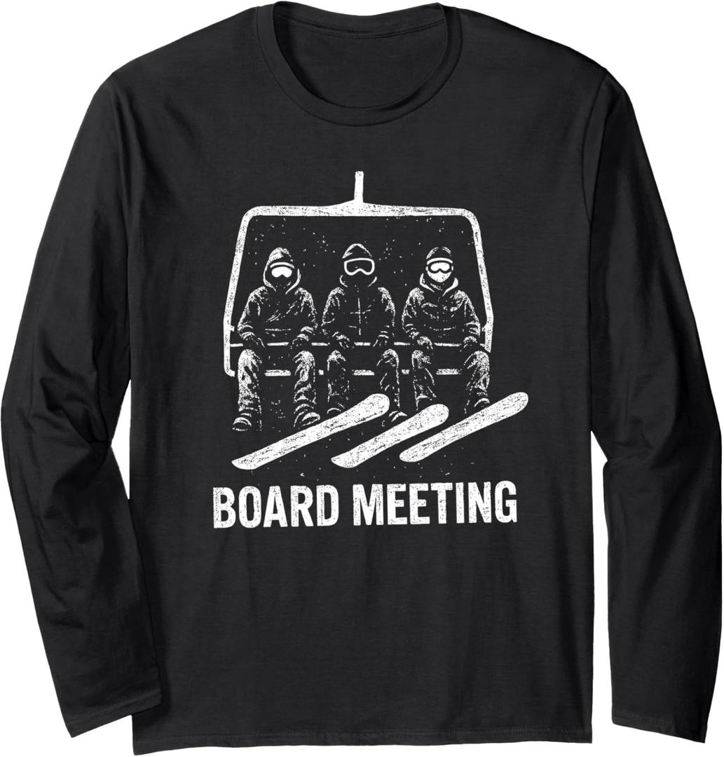 Snowboard Board Meeting Ski Lift Skier Winter Sports Long Sleeve T-Shirt Size XL