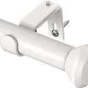 Heavy Duty Curtain Rods for Windows 48 to 84 Inches, White Adjustable Curtain Rods with Diamond Finials for Bedroom, Living Room, Patio, Kitchen, Farmhouse