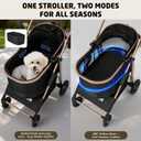 Pet Stroller for Small/Medium Dogs & Cats Up to 50 lbs, 3-in-1 Foldable Stroller w/Detachable Carrier & Car Seat, Removable All-Season Liner, Sunshade, Storage Basket & Cup Holder, All-Terrain, Black