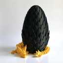3D Printed Dragon Egg with Dragon - Black Egg with Gold Dragon - Large Flexible Fidget 3D Printed Toy, Gift Bag Filler, Desk Decoration, Party Favor, (12 Inch Dragon)