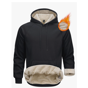 Men's Sherpa Hoodie Heavyweight Fleece Lined Thick Winter Thermal Athletic Sweatshirt with Kangaroo Pocket, L