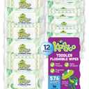 Flushable Wipes for Baby and Kids by Kandoo, Sensitive and Unscented Formula, Hypoallergenic Potty Training Wet Cleansing Cloths , 48 Count, Pack of 12