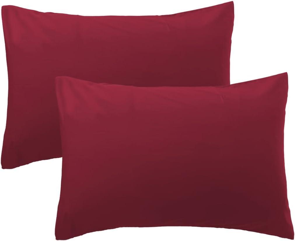 iMaylex 100% Egyptian Cotton Pillowcases, Ultra Soft and Breathable Elegant Envelope Closure Pillow Cases, Queen 20x30 Inches, Wine Red