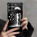 CARLOCA Compatible with Samsung Galaxy S25 Ultra Case,for Girl Fashion Graphic Design Shockproof Anti-Scratch Drop Protection Case for Samsung Galaxy S25 Ultra Black White Skull Moon Bird Cases