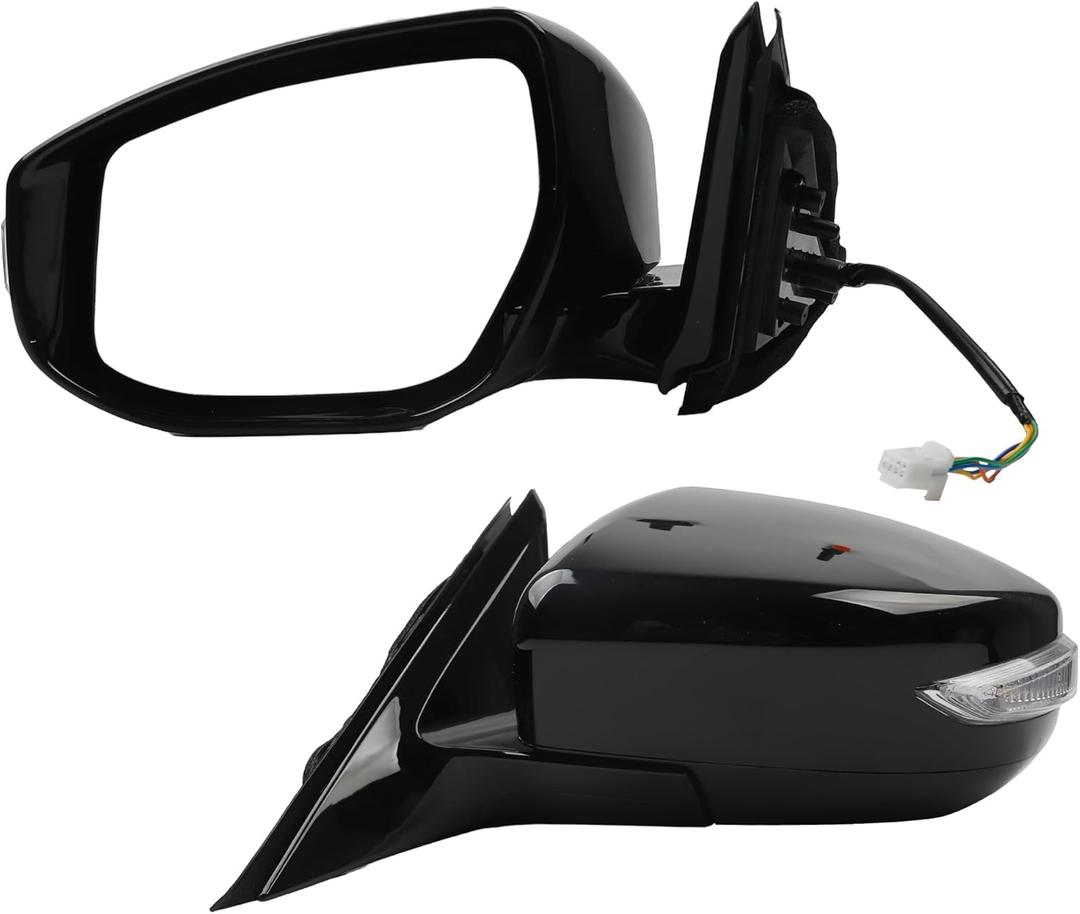 Dasbecan Left Driver Side Door Mirror Compatible with Nissan Altima 2013-2018 Heated with Turn Signal Indicator Power Glass Manual Folding Replaces 963743TH1A Black 6Pins