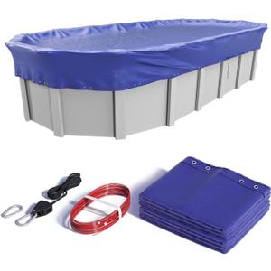21x41 FT Oval Winter Pool Cover, Steel Cable and Pulley, Above Ground Pools