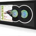 DUENPY Vinyl Record Display Frame 15.1x30 Inches Display Record Album and 12.5x12.5 Album Cover Art Wall Mount Black White Mat