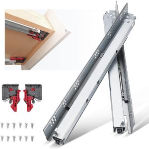 knobelite 2 Pairs 21 Inch Undermount Drawer Slides, Self Soft Close Full Extension Drawer Rails Concealed Drawer Runners Adjustable Locking Devices Mounting Brackets Screws Included