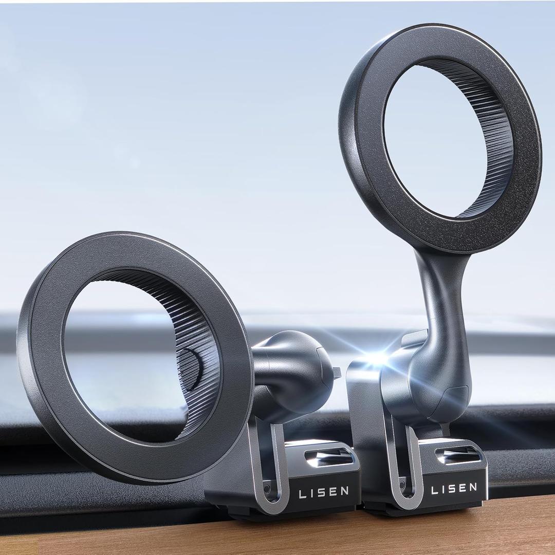 LISEN for Tesla Phone Mount, MagSafe Car Mount [Never Block] for Model 3 Y Accessories, Phone Holder Fits iPhone 16 Pro Max Plus 15 14 [NOT FIT 2024 Model 3 Y]