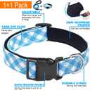 Ladoogo Reflective Dog Collar Padded with Soft Neoprene Breathable Adjustable Nylon Dog Collars for Small Medium Large Dogs (Small (Pack of 1), Vivid Blue Plaid Collar+Leash)