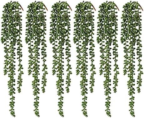 dallisten 12 Pcs Artificial Succulents Hanging Plants, Fake String of Pearls Greenery Plants, Decoration for Wall, Home, Backdrop, Garden, Indoor and Outdoor