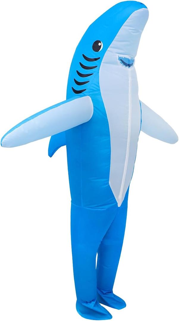 Jranter Inflatable Costumes for Adults - Full Body Standing Shark Costume with Air Pump, Air Blow-up Deluxe Cosplay Party Costume
