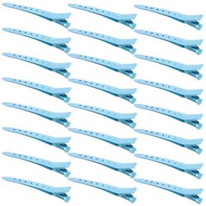 24 Packs Duck Bill Clips, Bantoye 3.35 Inches Rustproof Metal Alligator Curl Clips with Holes for Hair Styling, Hair Coloring, Blue