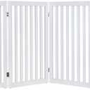 unipaws 120" Extra Wide Pet Gate, Free Standing Dog Gate for Doorways, Stairs, Foldable Gate & Room Divider, Wooden Puppy Playpen, Expandable Barrier for The House, Indoor Use (36" H, White)