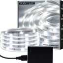 LED Rope Lights Outdoor Waterproof Battery Led Strip Lights, 16.4ft Flexible White Led Strip Lights Battery Powered Brighter Battery Powered White Lights for Camp Party Bedroom TV