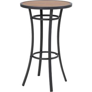 Bar Height Patio Table, 40-Inch Outdoor Pub Table Bistro Table with Wooden-Like Table Top & Metal Frame
