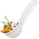 Artena Soup Ladle Set Of 2, 10.5 Inch White Ceramic Ladle Spoon, Ladles For Serving, Big Asian Soup Spoons, Chinese Soup Spoons, Long Handle Spoon, Deep Oval Hook Design, Dishwasher Safe