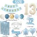 Trgowaul 13th Birthday Decorations for Girls, Light Blue Official Teenager 13th Party Supplies, Banner, Sash and Crown, Cake Topper, 13 Number Balloon, Fringe Curtains, 13 Years Old Party Decor Kit