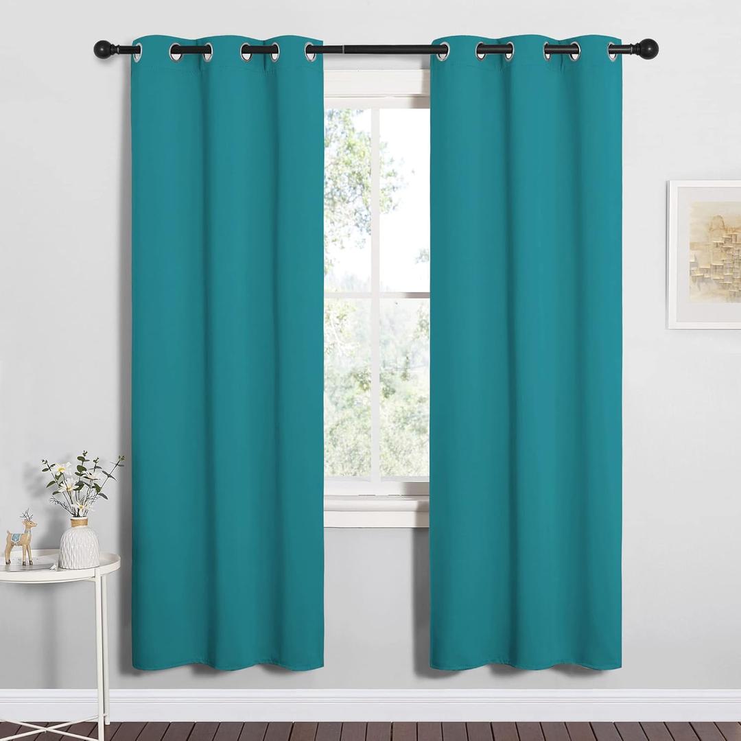 NICETOWN Room Darkening Curtains 72 inch Length 2 Panels, Thermal Insulated Grommet Blackout Curtains for Modern Casual Elegant Bedroom Kids Room Theme Decoration (Peacock Teal, 2 Pieces, W34)