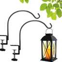 Short Deck Hook for Railing 2 Pack Deck Bird Feeder Pole with 3.3 Inch Strengthened Clamp for Hanging Bird Feeders, Lanterns, Wind Chimes, Flower and Plant Baskets (2)Lanterns Not Included